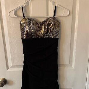 BCX Strapless Black and Silver Sequin Dress